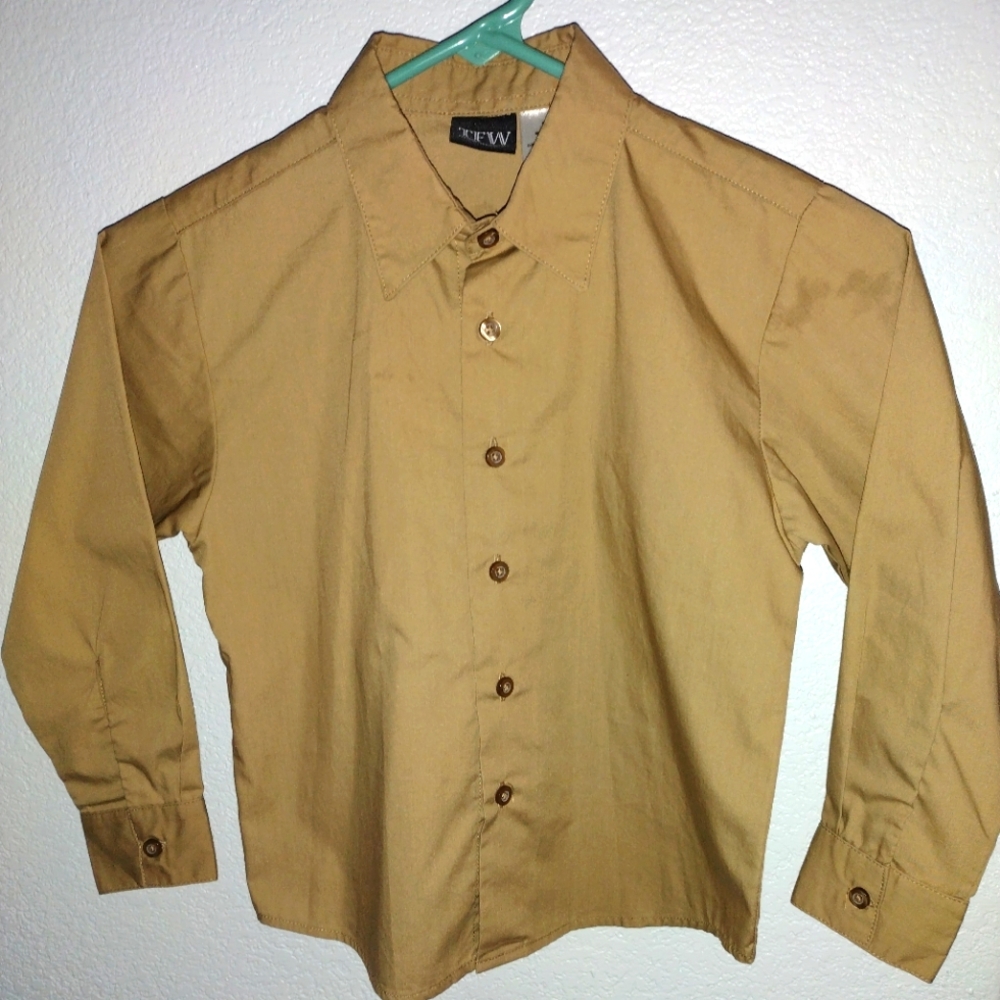 Size 7 "TFW" Boy's Button-Up Dress Shirt in Tan/Light Brown
